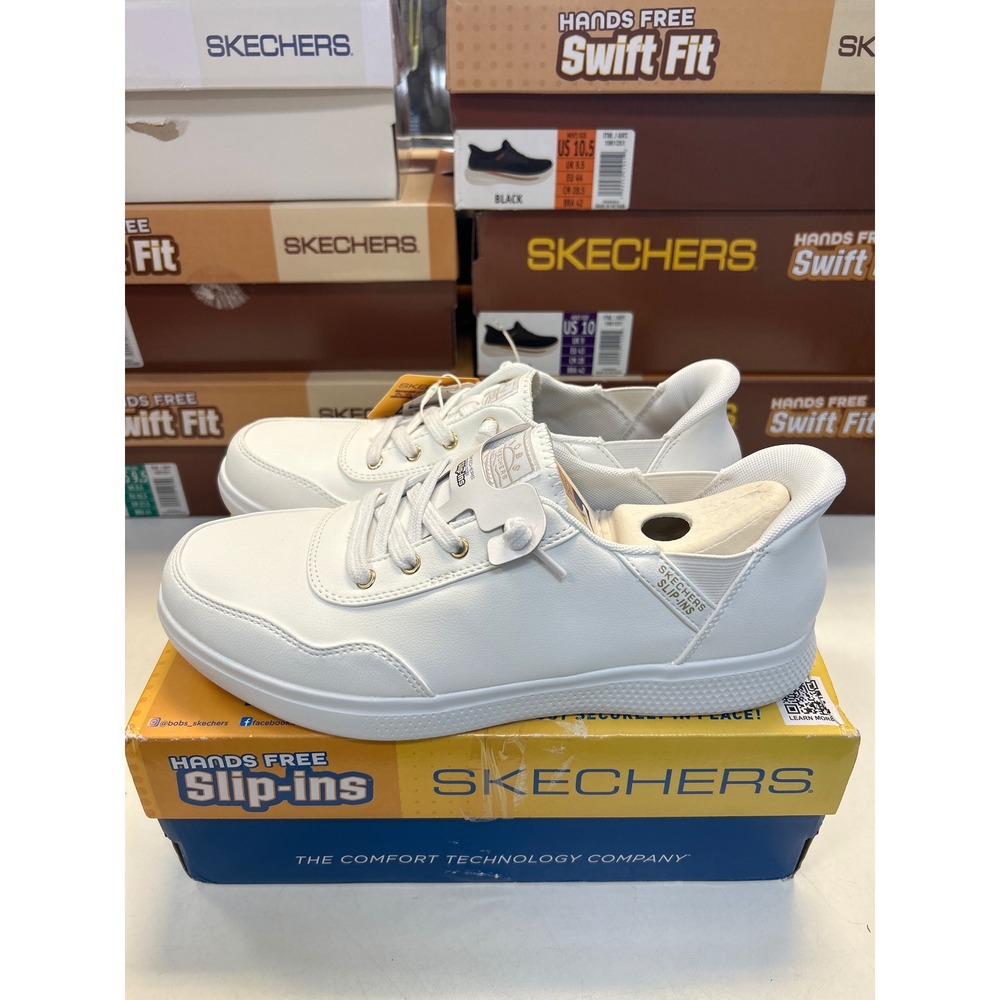 Skechers BOBS Skip Cute B Classic White Slip-Ins Sneakers 114812 WHT 10 0576